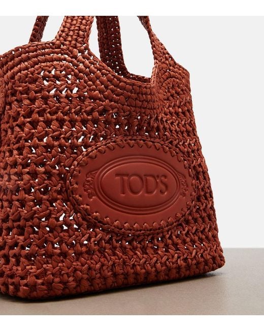 Tod's Red Ebl Small Woven Tote Bag