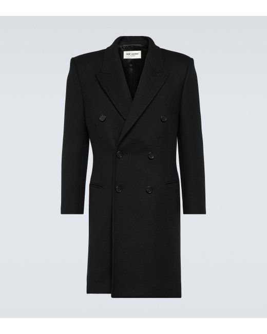 Manteau en laine Saint Laurent pour homme en coloris Black