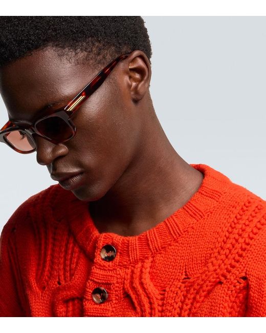 Bottega Veneta Brown Stretch Square Sunglasses for men