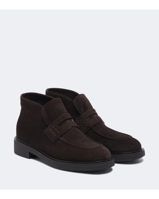 Gianvito Rossi Black Brogue Suede Ankle Boots