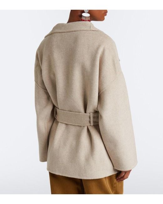 Isabel Marant Natural Ceaton Wool And Cashmere Wrap Coat