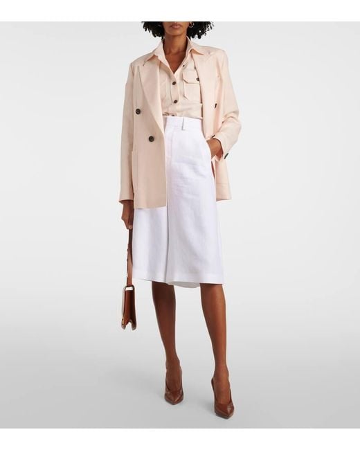 Loro Piana White High-Rise Culottes Drake Aus Leinen