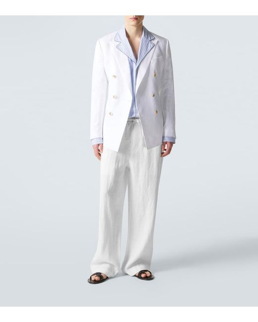 Dolce & Gabbana Blue Striped Cotton And Silk Poplin Pajama Shirt for men