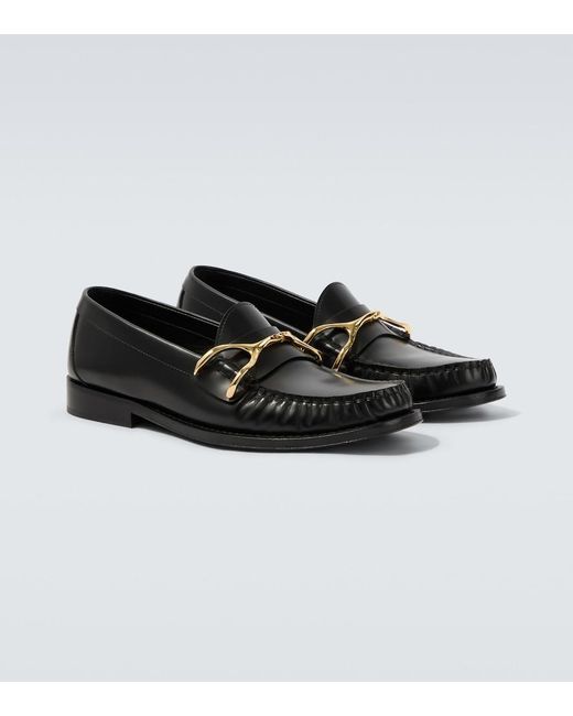 McQueen Black Wishbone Leather Loafers for men