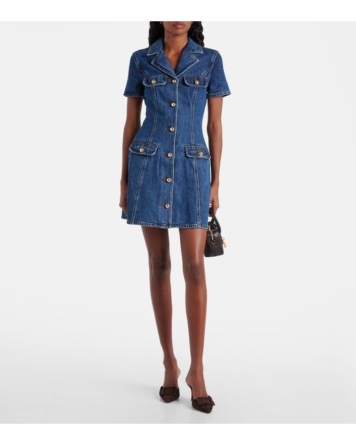 Self-Portrait Blue Hemdblusenkleid Aus Denim