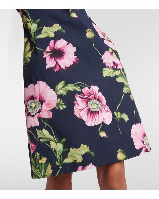Oscar de la Renta Multicolor Floral Cotton-Blend Minidress