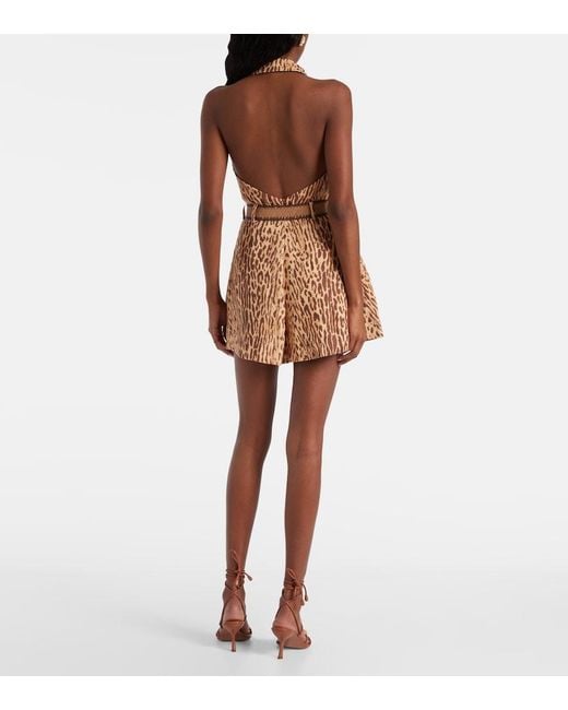 Zimmermann Brown Printed Linen Jumpsuit