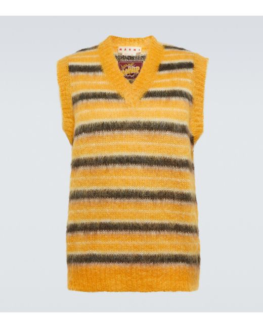 Marni Striped Mohairblend Sweater Vest in Yellow for Men Lyst UK
