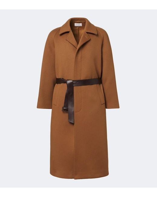 Saint Laurent Brown Belted Wool Coat for men