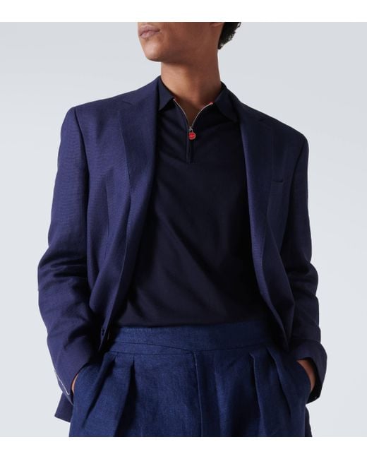 Polo en coton Kiton pour homme en coloris Blue