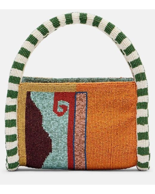 ALÉMAIS Multicolor Desert Beaded Top-Handle Bag