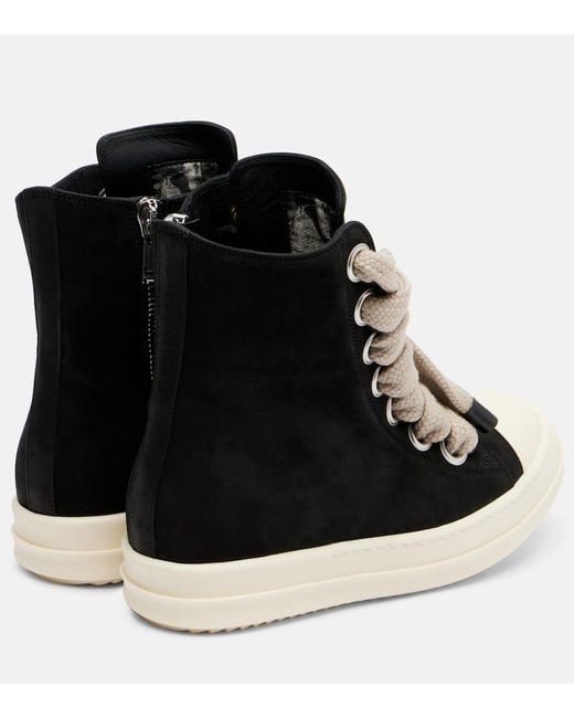 Rick Owens Black Jumbolace Geobasket Leather Sneakers