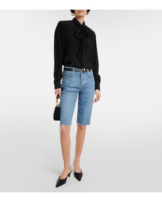 FRAME Blue The Cycling Denim Shorts