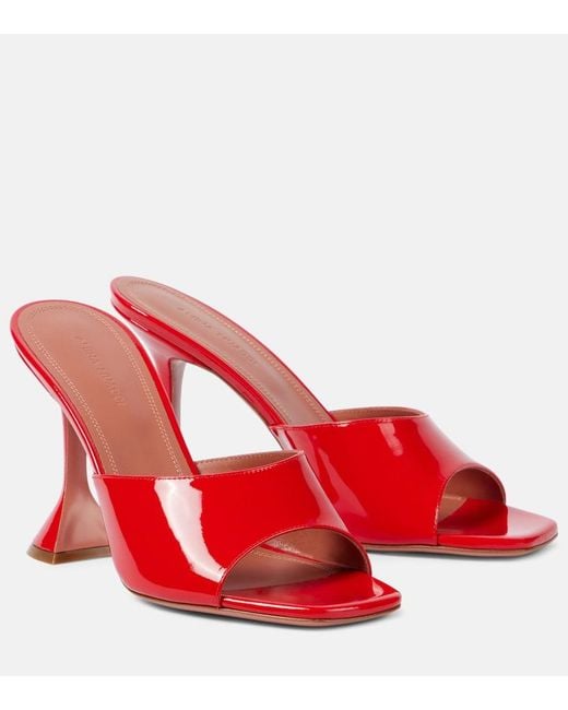 AMINA MUADDI Red Lupita 70 Patent Leather Mules