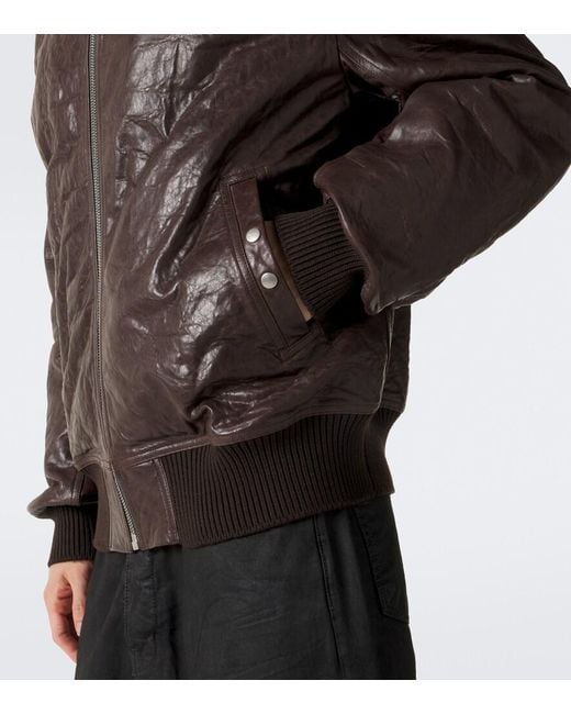 Rick Owens Brown Dracuflight Leather Blouson Jacket for men