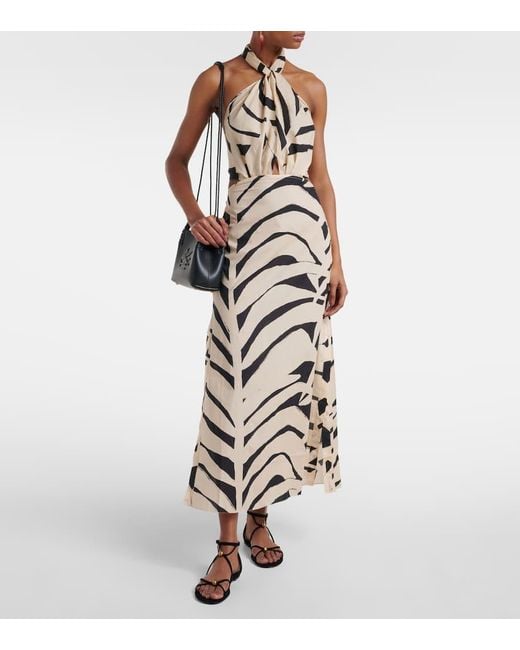 Robe Longue Imprimee En Coton Johanna Ortiz en coloris Metallic
