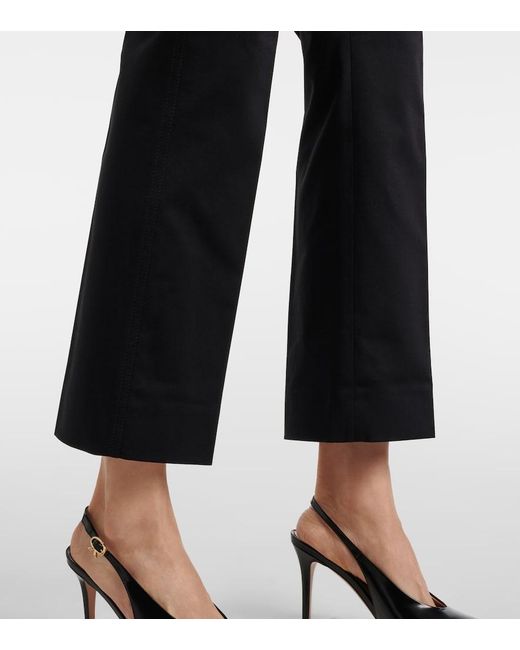 Max Mara Black Okra Mid-Rise Cotton Flared Pants