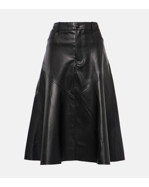 Proenza Schouler Black White Label Jesse Faux Leather Midi Skirt