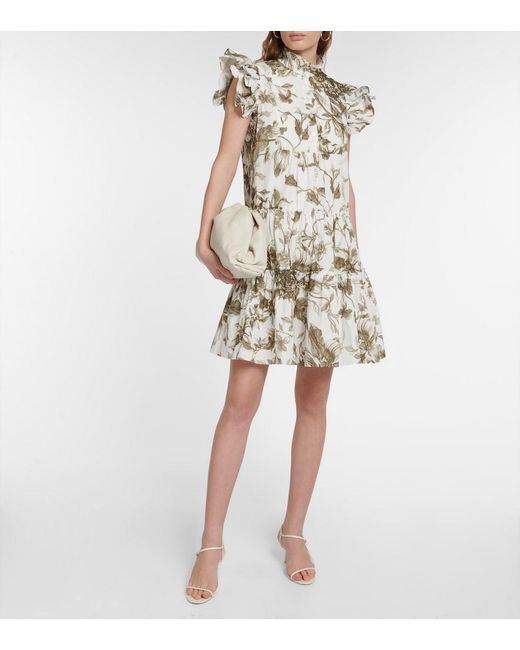 Erdem White Pomona Printed Cotton Minidress