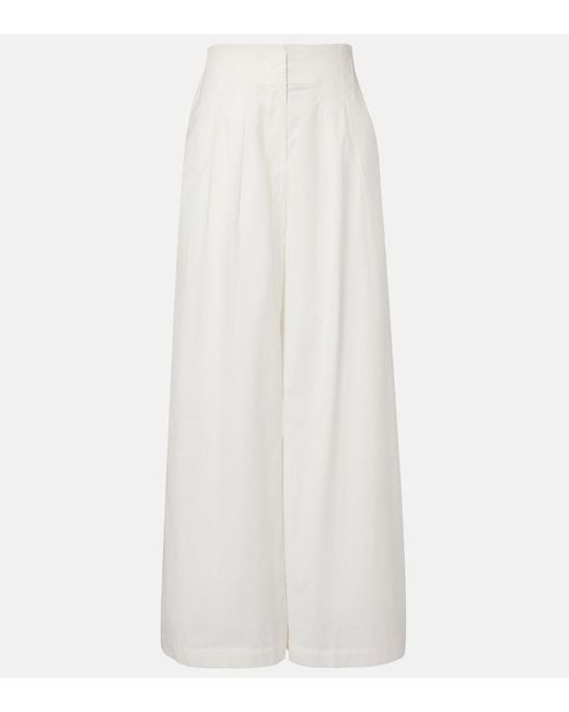 Adriana Degreas White Cotton-Blend Wide-Leg Pants