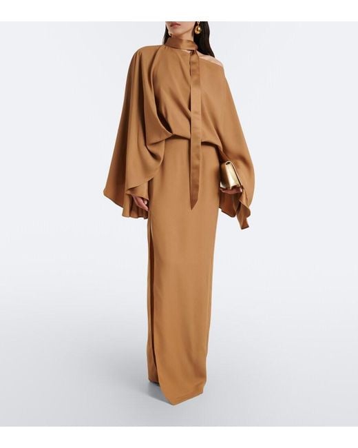 Taller Marmo Natural Brooks Scarf-Detail Crepe Cady Maxi Dress