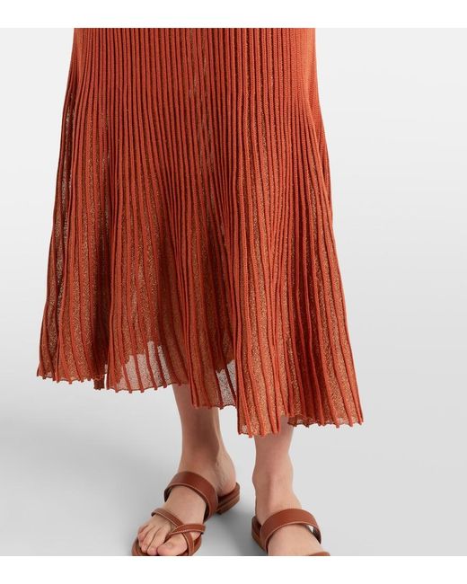 Ulla Johnson Orange Noelle Knitted Lame Midi Dress