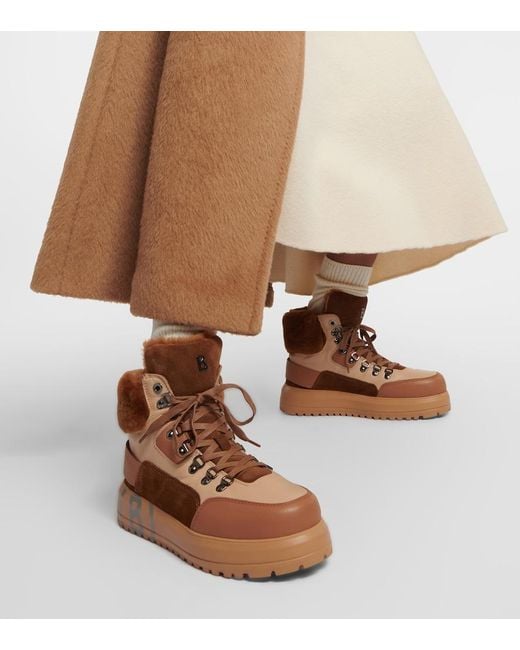 Bogner Antwerp Leather And Shearling Lace-up Boots in Brown | Lyst