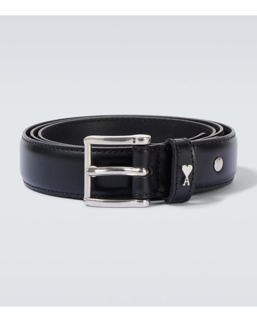 AMI Black Paris Paris Leather Belt for men