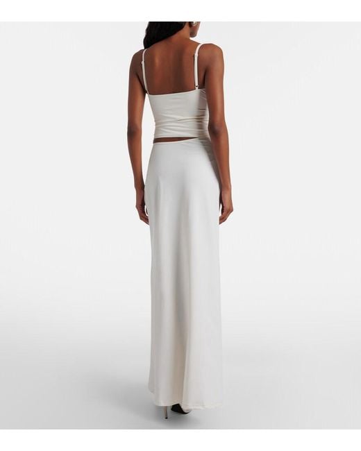 Christopher Esber White Mineral Stone Cutout Jersey Maxi Dress