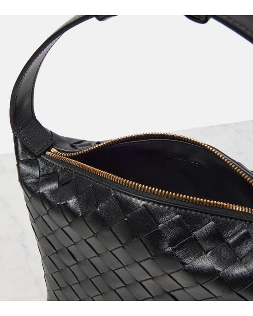 Bottega Veneta Black Wallace Mini Intrecciato Leather Shoulder Bag
