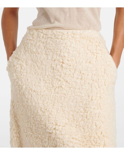 Jil Sander Natural Cotton Fleece Midi Skirt