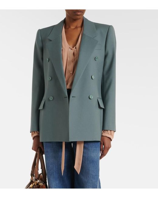 Chloé Blue Double-Breasted Wool Blazer