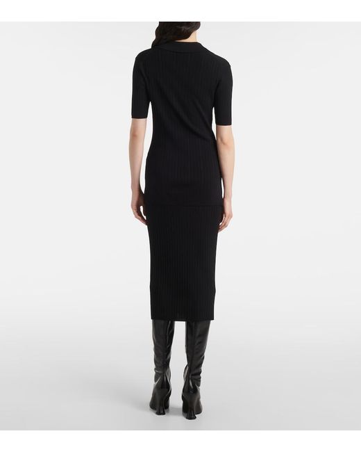 Joseph Black Ribbed-Knit Polo Shirt