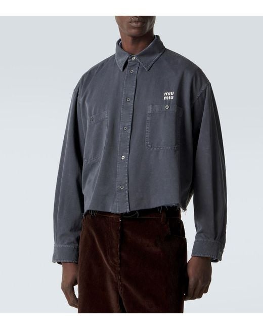 Miu Miu Blue Logo Denim Shirt for men
