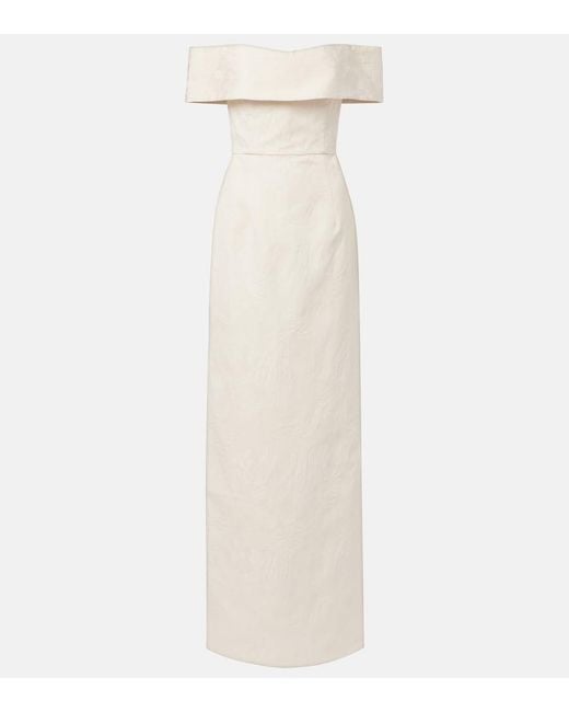 Markarian White Clover Brocade Gown