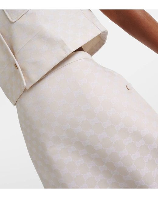 Falda midi de gabardina con GG Gucci de color White