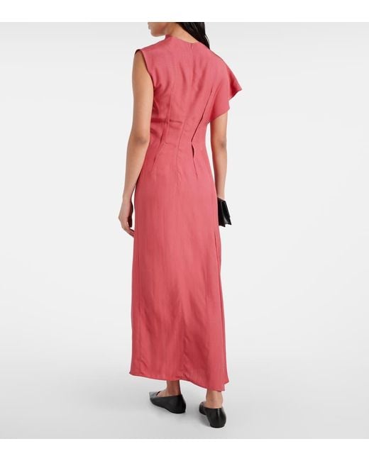 TOVE Pink Zola Asymmetric Draped Midi Dress