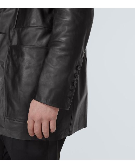 Rick Owens Black Oiled-Leather Blazer for men
