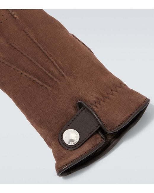 Brunello Cucinelli Brown Leather Gloves for men