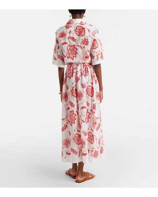 Eres Calie Embroidered Cotton-Blend Midi Skirt