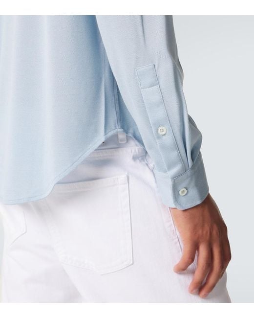 Umit Benan Blue Franco Silk Shirt for men