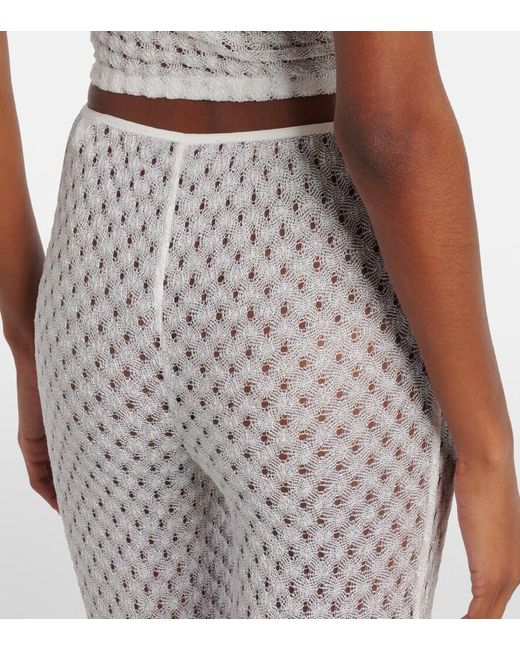 Missoni White Open-Knit Halterneck Lame Crop Top