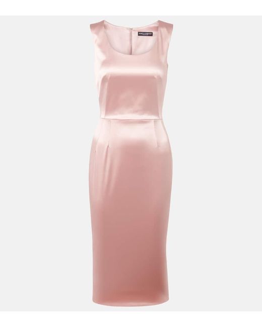 Dolce & Gabbana Pink Satin Midi Dress
