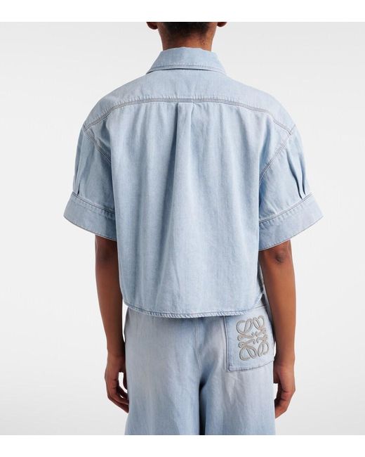 Loewe Blue Paula's Ibiza Anagram Cropped Denim Shirt