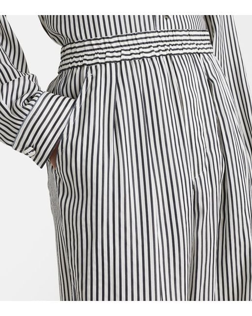 Tom Ford Gray Striped Silk Straight Pants