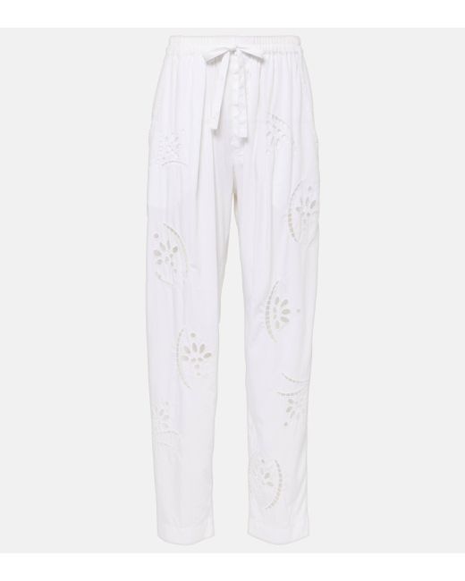 Isabel Marant White Hectorina Broderie Anglaise Wide-leg Pants