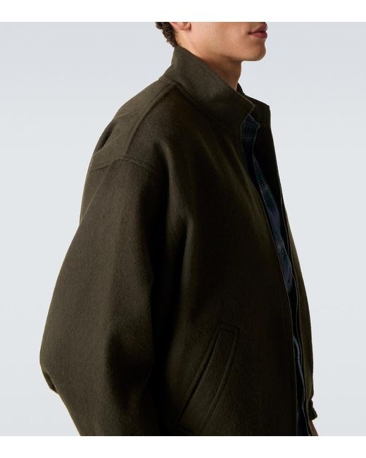 Auralee Green Camel Hair Flannel Blouson Jacket for men