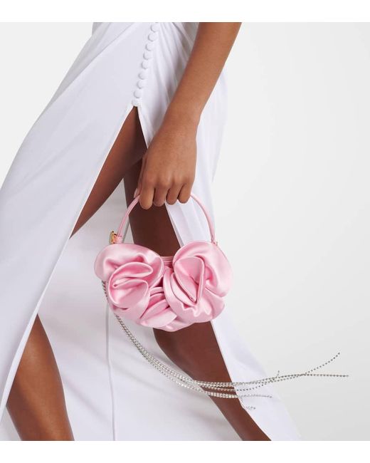 Magda Butrym Pink Vesna Micro Floral-applique Satin Tote Bag