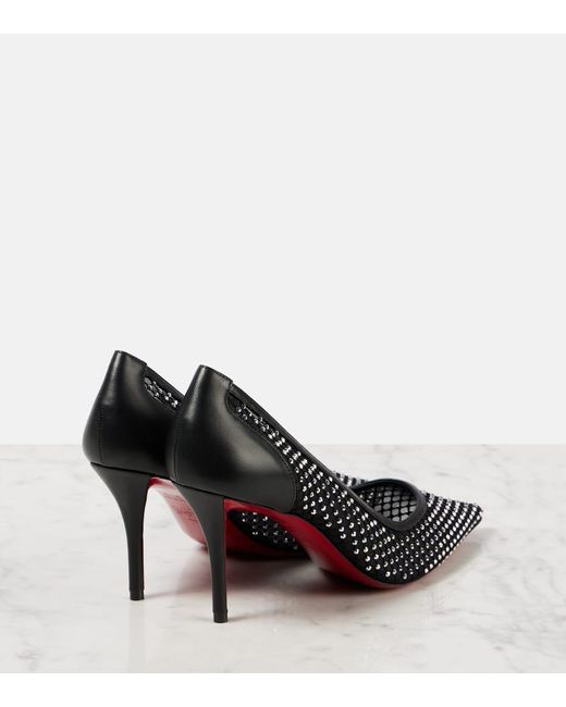 Christian Louboutin Black Apostropha 80 Embellished Mesh Pumps