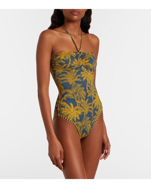 Eres Green Ailleurs Printed Halterneck Swimsuit